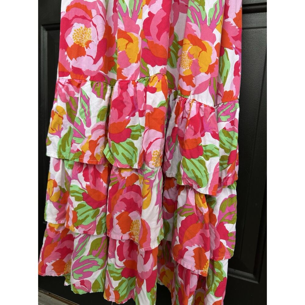 Abel The Label Anthropologie Floral Strapless Smocked Tiered Maxi Dress Size Med - Picture 9 of 12